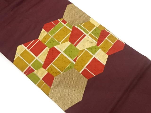 JAPANESE NAGOYA OBI / MATELASSE / WOVEN ABSTRACT GRID